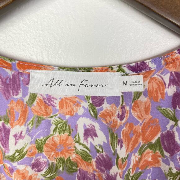 All in Favor | Colorful Floral Flutter Sleeve Faux Wrap Blouson Mini Dress - Picture 10 of 11